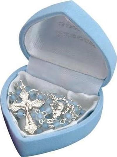 Rozenkrans Kinder - Gebedssnoer Doop - Religieuze Herinnering - Glazen Kralen - 5.5 cm - Blauw