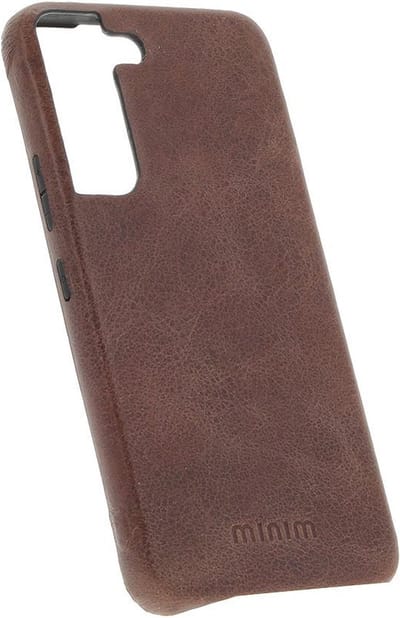 Minim Samsung Galaxy S23 Hoesje Back Cover Echt Leer Bruin
