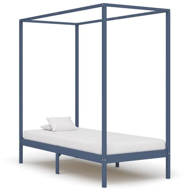 vidaXL - Hemelbedframe - massief - grenenhout - grijs - 90x200 - cm
