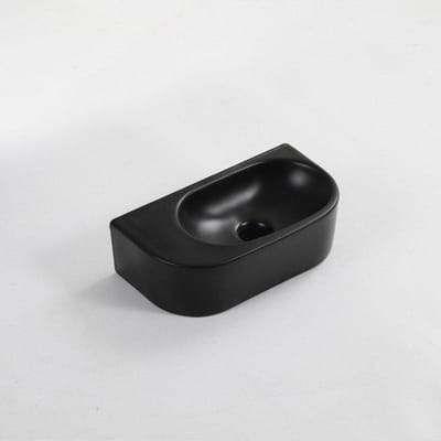 FugaFlow Eccelente Pietra Fontein - 40x22x12cm - Glad - halfrond - zonder kraangat - Keramiek - Zwart mat