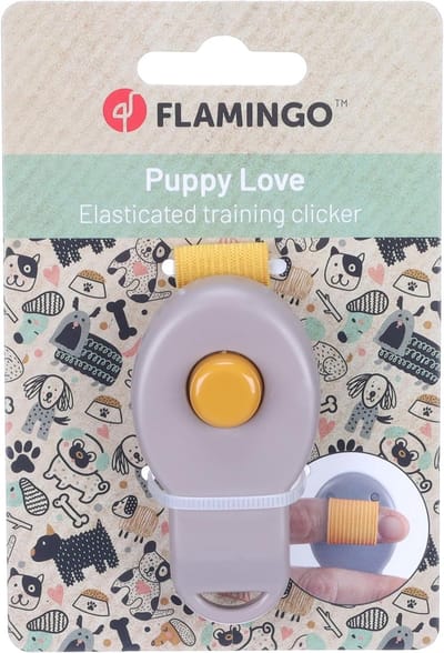 Honden Trainingsklikker - Puppy Clicker - Positieve Training - Met Elastische Band - 7x4x25cm - Taupe