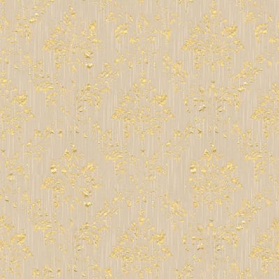 Barok behang Profhome 306624-GU textiel behang gestructureerd in barok stijl glanzend beige goud 5,33 m2