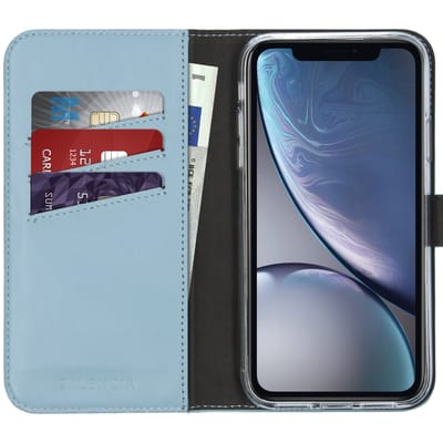 Selencia Hoesje - Geschikt voor Apple iPhone XR - Echt Lederen Bookcase - Air Blue