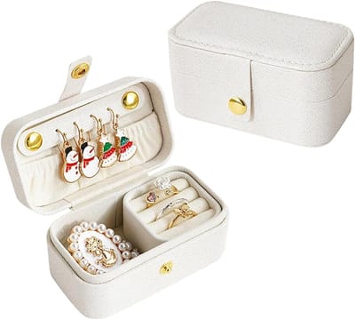 Famanu – Mini sieradendoosje - compacte reisorganizer voor kettingen - ringen - armbanden en oorbellen - draagbaar en beschermend (wit)
