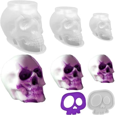 3D Skull Mallen Set van 3, Siliconen Mallen voor Hars, DIY Epoxy Gieten en Coaster Mallen voor Creatieve Projecten