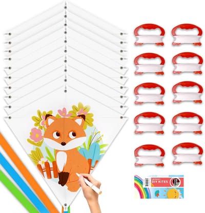 Vlieger Knutselset - Doe-het-zelf Vliegers - Creatief Spel - Inclusief Markers - 25 Inch - Wit