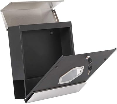 Moderne Wandbrievenbus met Porthole - Zwart, Weerbestendige Brievenbus met Krantencompartiment