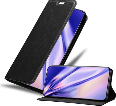 Cadorabo Hoesje geschikt voor Motorola EDGE 20 in ZWARTE NACHT - Beschermhoes met magnetische sluiting, standfunctie en kaartvakje Book Case Cover Etui
