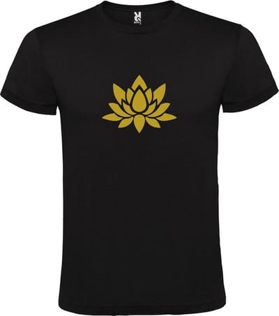 Zwart  T shirt met  print van "Lotusbloem " print Goud size XS
