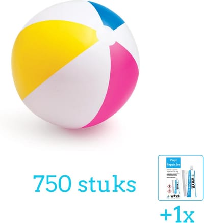Intex Opblaasbare Strandbal Glossy - Medium - 61 cm - 59030NP - Diameter 61 cm - Volumebundel - Strandbal - 750-delig