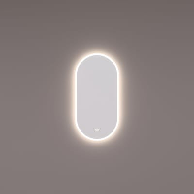 HIPP Design spiegel Ovaal-Recht met Directe en Indirecte LED Verlichting Rondom 40 x 80 x 3 cm + Touch Dimmer + Spiegelverwarming + Kleurenwissel