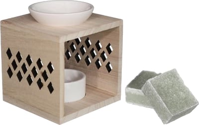 Ideas4seasons Amberblokjes/geurblokjes cadeauset - jasmijn geur - inclusief geurbrander