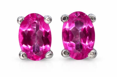 925 Sterling Zilveren Oorstekers met Roze Topaas - 3.80 CT - Rhodium Plated
