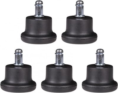 Set van 5 Universele Vloerglijders voor Bureaustoel – Rond Zwart 11 mm PIN – Geschikt voor Hout, Laminaat en Tegels