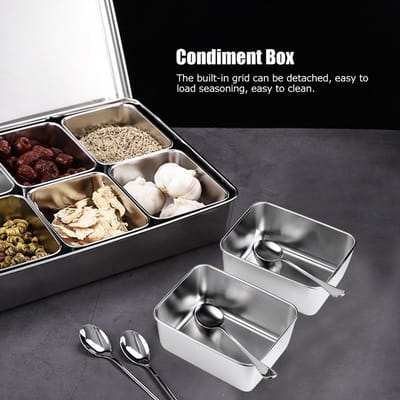 Dailygoody - Kruidenbox - 8-vaks Kruidendoos - Organiseer je Keuken - RVS - Handig voor Kruidensets - Ruimtebesparend - Geschikt voor Kookliefhebbers