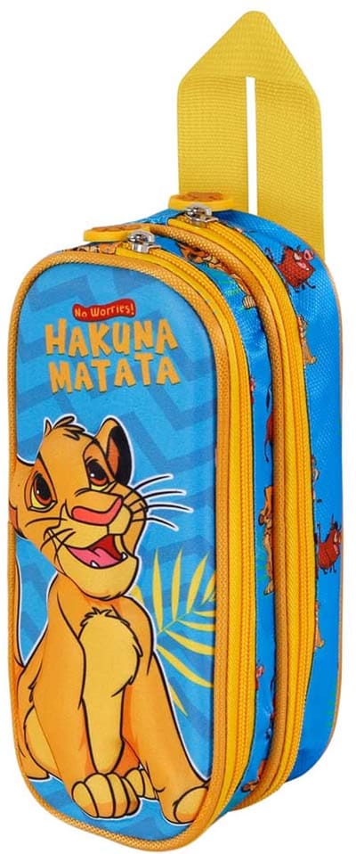 Karactermania - Disney - Simba De Leeuwenkoning - The Lion King - 3D Pennenzak - Potloden Etui met Dubbele Rits - Pennenetui - Blauw