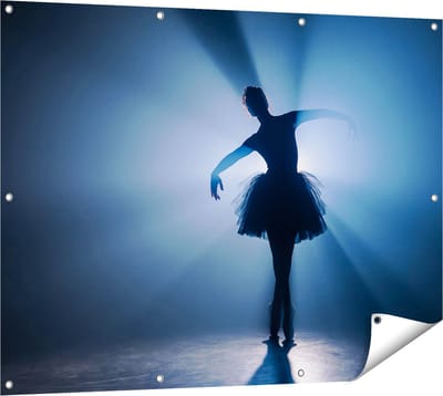 Gards Tuinposter Ballerina Silhouet - Ballet - 120x90 cm - Tuindoek - Tuindecoratie - Wanddecoratie buiten - Tuinschilderij