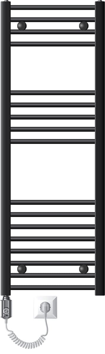 Elektrische badkamerradiator met verwarmingselement 900W 400x1200 mm antraciet gebogen met zijaansluiting LuxeBath