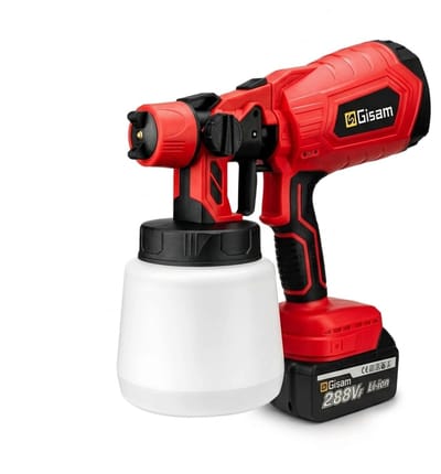 Hutjemutje - verfspuit - airbrush - elektrische verfspuitpistool - draadloos - met 2x accu - 1000ML capaciteit - 18V batterij - rood