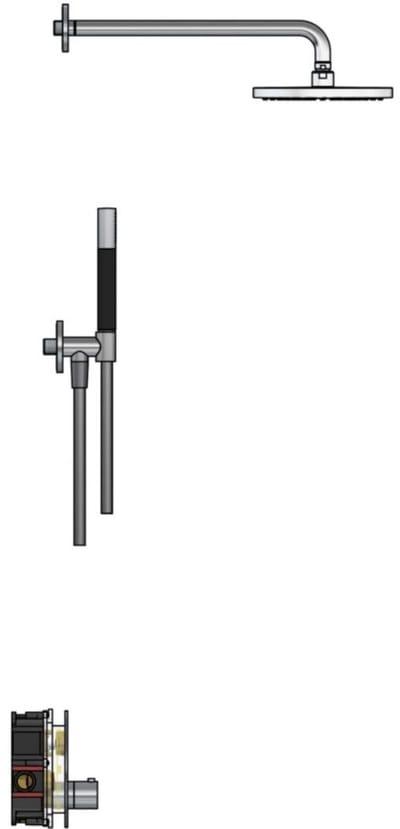 Hotbath Cobber - Inbouw Regendoucheset - Chroom - Thermostatisch - Wandarm 38.5 cm - Hoofddouche 200 mm - Staafhanddouche - Waterbesparend - V01