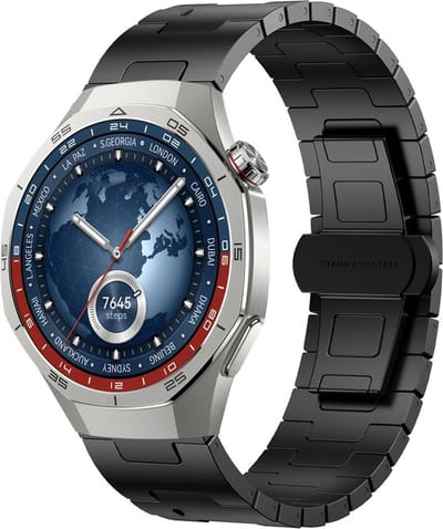 Titanium bandje - geschikt voor Huawei Watch GT Runner 2 / GT 2(e) 46 mm / GT 3 / 4 / 5 (Pro) 46 mm / Watch 3 (Pro) / Watch 4 (Pro) / GT 6 (PRO) 46mm - zwart