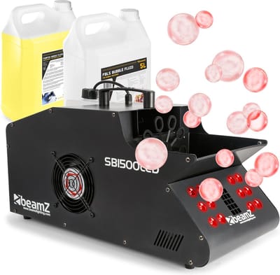 Rookmachine & Bellenblaasmachine - BeamZ SB1500LED incl. 5 liter rookvloeistof en 5 liter bellenblaasvloeistof