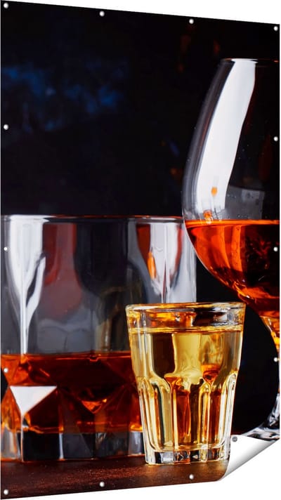 Gards Tuinposter Sterke Alcohol Drank - Glazen - 120x180 cm - Tuindoek - Tuindecoratie - Wanddecoratie buiten - Tuinschilderij