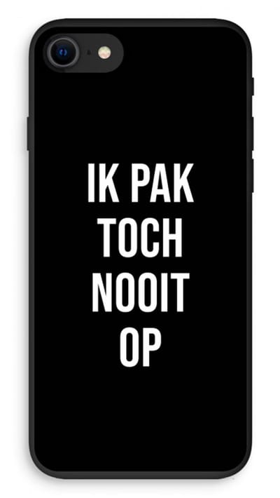 Case Company® - Hoesje geschikt voor iPhone SE 2020 hoesje - Ik pak nooit op - Zwart - Biologisch Afbreekbaar Telefoonhoesje - Bescherming alle Kanten en Schermrand