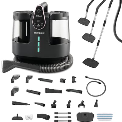 Carewat 2-in-1 Stoomreiniger met Zuigfunctie – 130°C Hogedrukstoom – Dubbel Tanksysteem – 23 Accessoires – Voor Vloer, Tapijt, Bank & Auto