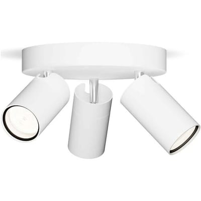 Philips Idris Spot - Plafondspot - Spatwaterdicht IP44 - Zwart - Wit - Badkamerlamp - Drie lichtpunten - Ronde basisplaat - Alleen geschikt voor LED spots