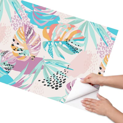 Coloray Meubel Wrap Folie - Turkoois Meubelfolie - 65x130 cm - Plakfolie Meubels Kleurrijk exotisme - Decoratiefolie Zelfklevend - Abstract Meubelfolie - Meubelfolie Zelfklevend - Badkamer decoratie - Natuur