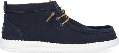 HEYDUDE Wally Mid Waxed Canvas Heren Instappers Navy Maat 46