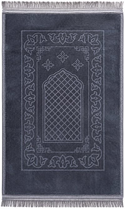 Baraka Treasures Luxe Gebedskleed - XL Gebedskleed - Anti-slip Gebedskleed - Islamitische Gebedskleed - Fluwelen Gebedskleed - Gebedsmat - Ramadan Geschenk - Sajada - Seccade - 120cm x 80cm - Grijs