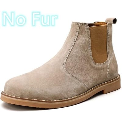 Heren Laarzen Leer Suède Schoenen Winter Sneeuwschoenen Sneeuwlaarzen Warm Chelsea Heren Enkel Zakelijk Kleding Instaplaars Cowboy Botas 44 beige
