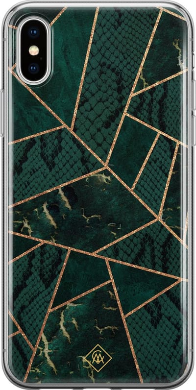 Casimoda® hoesje - Geschikt voor iPhone Xs Max - Abstract Groen - Siliconen/TPU telefoonhoesje - Backcover - Geometrisch patroon - Groen