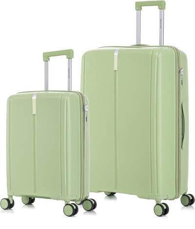 TRAVELERZ - Valencia - 2 Delig kofferset - Handbagage 42L & Grote koffer 97L - Polypropyleen - Harde schaal - Cijferslot - Lichtgewicht - Flexibel - Duurzaam - Dubbele wielen - Spinner wielen - Pistachegroen - Groen