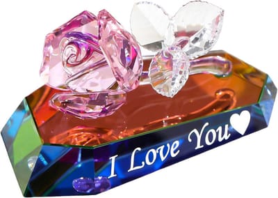 Multicolor Kristallen Rozen Beelden - Romantisch Cadeau voor Haar, Verjaardag, Bruiloft en Valentijnsdag