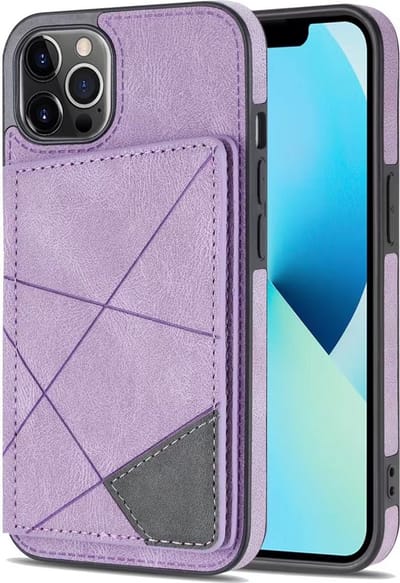 Hoesje geschikt voor iPhone 12 - Backcover - Pasjeshouder - Portemonnee - Camerabescherming - Stijlvol patroon - TPU - Paars