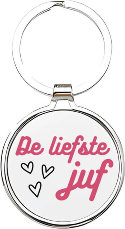 Akyol - de liefste juf Sleutelhanger - Juf - de leukste juf - jufvrouw - leraar - basisschool juf - lerares - docente - onderwijzeres - basisschool - meester - docent - middelbareschool lerares - de liefste juf - afscheidscadeau - 4 x 7,5 CM