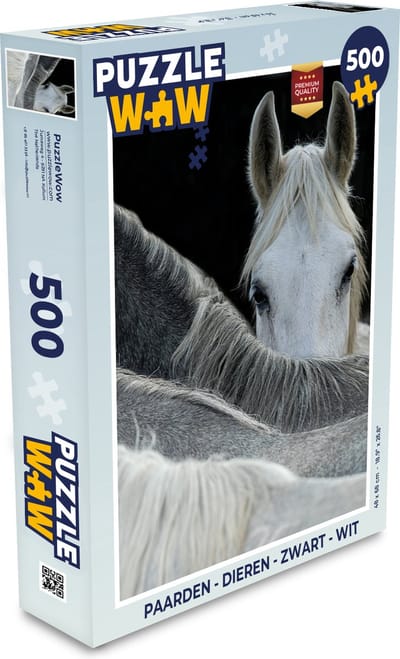Puzzel Paarden - Dieren - Zwart - Wit - Legpuzzel - Puzzel 500 stukjes