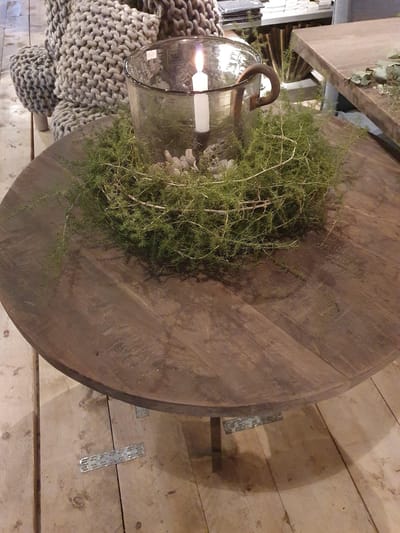 AURA PEEPERKORN| wijntafel 70 cm AURA PEEPERKORN| wijntafel/|wijntafel vergrijsd teakhout