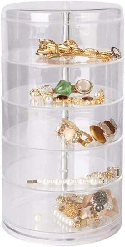 Sieradenkistje Roterend - Juwelendoos Organizer - Sieraden Opbergen - 360 Graden Draaibaar - 11.6x21.3cm - Transparant