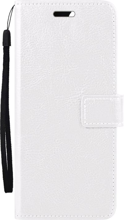 Hoes - Met Pasjeshouder - Geschikt voor OPPO A17 - Luxe Bookcase Portemonee - Flip Case - Kunstleer Book Case - Flipcase - Book Cover - Walletcase - PortemonneeHoes - Wit