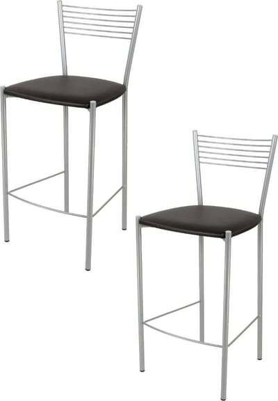 Tommychairs Elegance - Eetkamerstoelen - Set van 2 - Aluminium & Mokka - Kunstleer