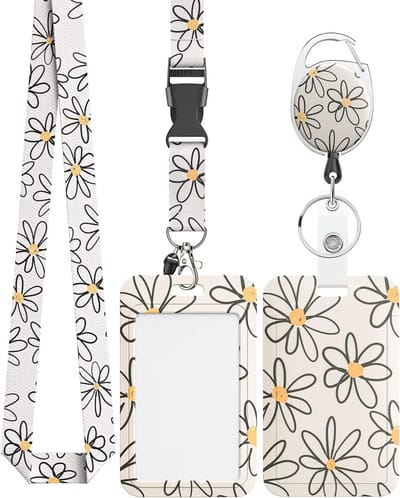 Floral Badgehouder met Retractable Reel, Carabiner Clip en Afneembare Lanyard - Ideaal voor Ziekenhuispersoneel en Evenementen