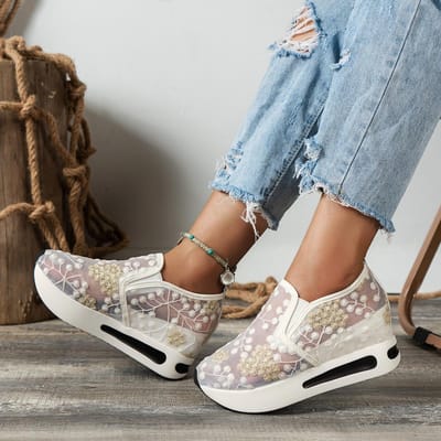 Dames Ademende Gebreide Mesh Sneakers Dames Tennisschoenen Puntige Platte Zool Enkele Schoenen Dames Sneakers Sandalias Planas 37 wit