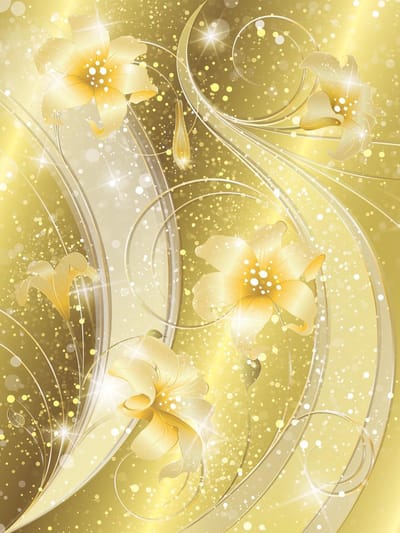 Floral Abstract Gold Yellow Photo Wallcovering