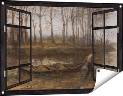 Gards Tuinposter Doorkijk De Zandschipper - Jozef Israëls - 90x60 cm - Tuindoek - Tuindecoratie - Wanddecoratie buiten - Tuinschilderij