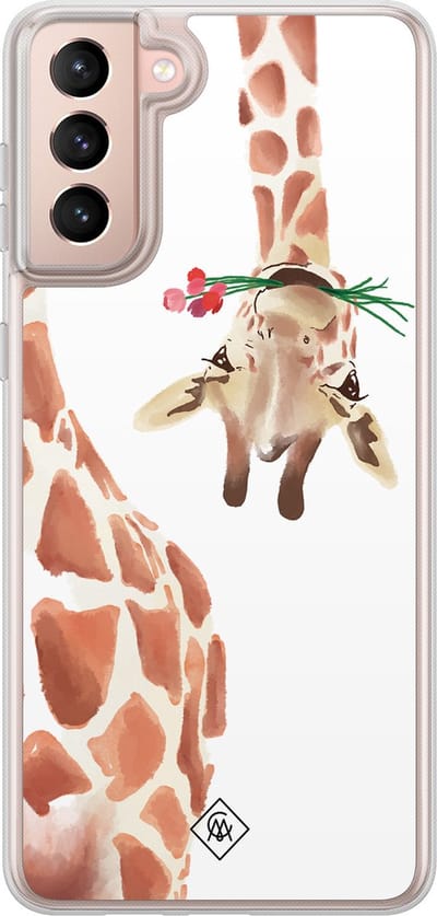 Casimoda® hoesje - Geschikt voor Samsung Galaxy S21 Plus - Giraffe - 2-in-1 case - Schokbestendig - Giraffe - Verhoogde randen - Bruin/beige, Transparant