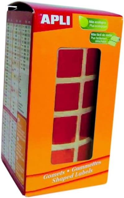 Vierkante Stickers - Labels Rollen - Kinderen Knutselen - Permanente Lijm - 15 mm - Rood